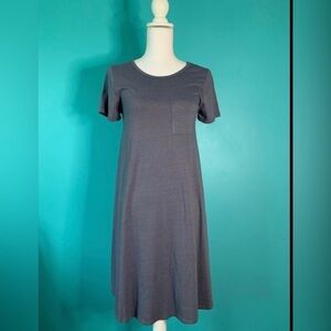 LuLaRoe Dress Womens Extra Small Tee Shirt Dress XS Short Sleeve Pocket Grey